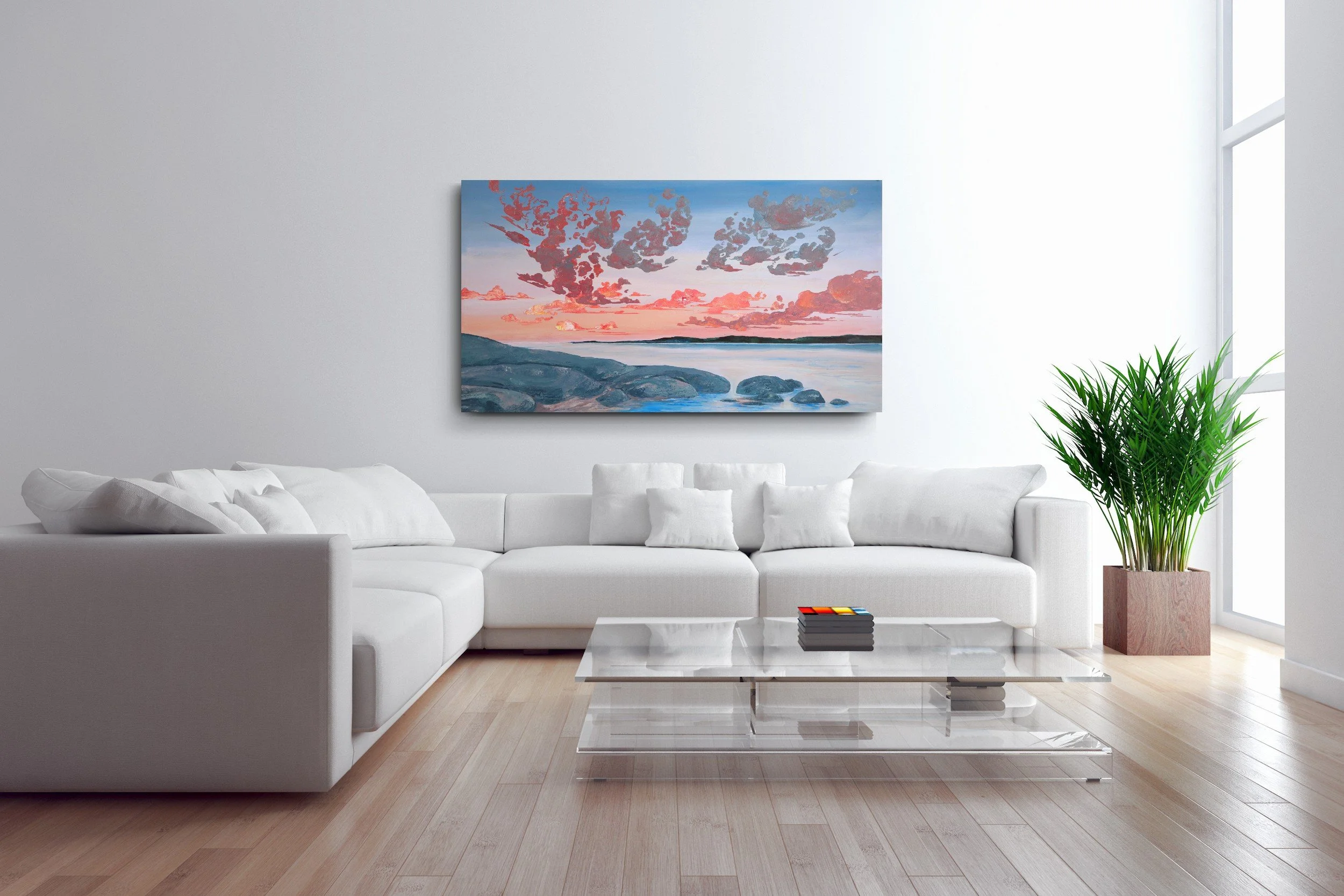 Serenity. 30 x 54 inches. — Leah's Acrylic Pours Original Wall